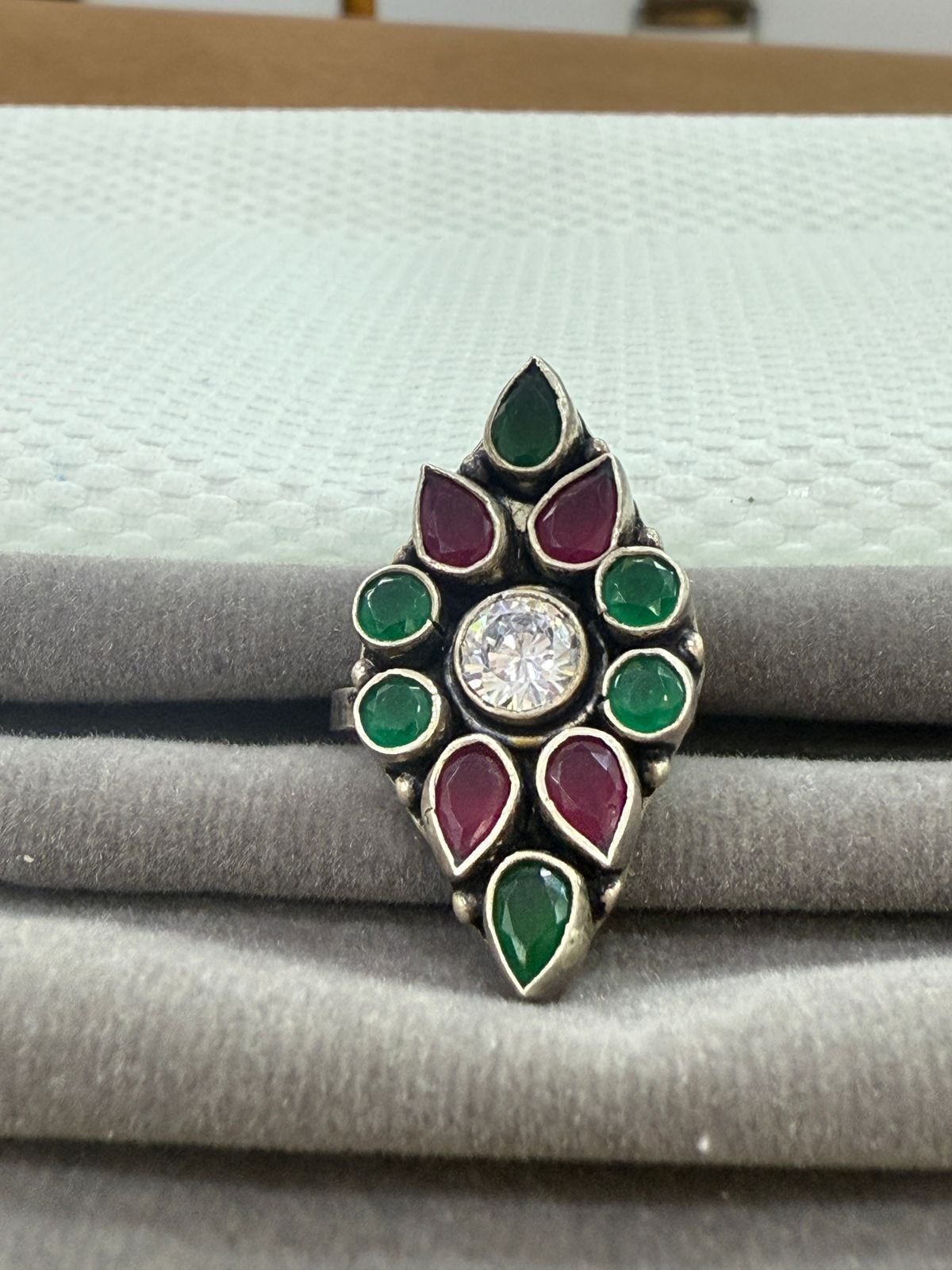 Premium 92.5 Silver Kundan Motif Adjustable   Women’s Ring